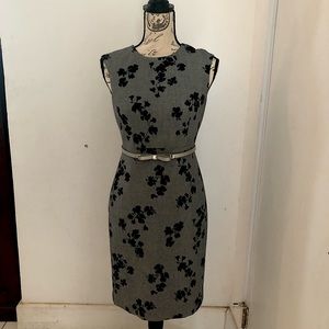 Ann Taylor Floral Cap Sleeve Sheath Dress In Grey/Black. New Without Tag.